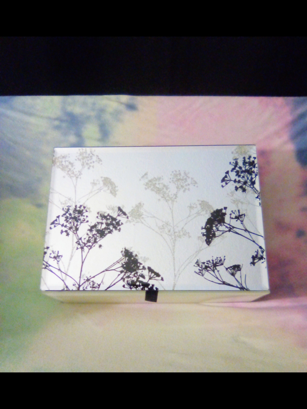 Floral Pattern Decorative Storage Box - White & Black